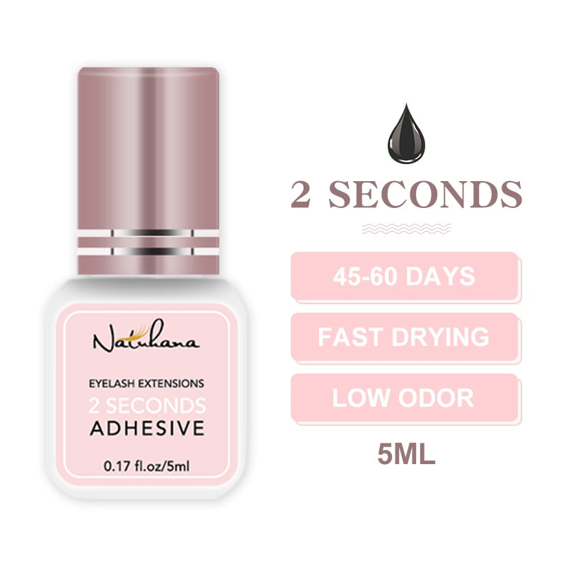 NATUHANA 5ml 1 Second Fast Drying Strong False Eye Lash Extension Glue Adhesive Retention 5-7 Weeks Low Smell Mink Eyelash Glue