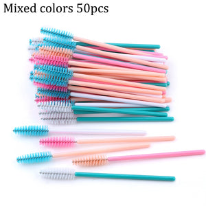 50Pcs Makeup brushes Disposable Crystal Eyebrow brush Diamond Handle Mascara Wand Applicator Eye Lashes Eyelash Extension Tool