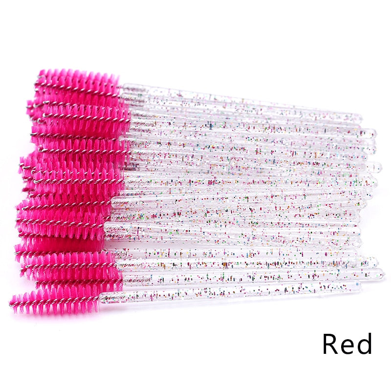 50Pcs Makeup brushes Disposable Crystal Eyebrow brush Diamond Handle Mascara Wand Applicator Eye Lashes Eyelash Extension Tool