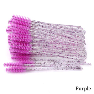 50Pcs Makeup brushes Disposable Crystal Eyebrow brush Diamond Handle Mascara Wand Applicator Eye Lashes Eyelash Extension Tool