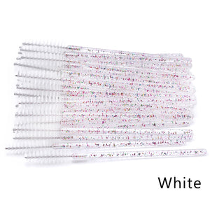 50Pcs Makeup brushes Disposable Crystal Eyebrow brush Diamond Handle Mascara Wand Applicator Eye Lashes Eyelash Extension Tool