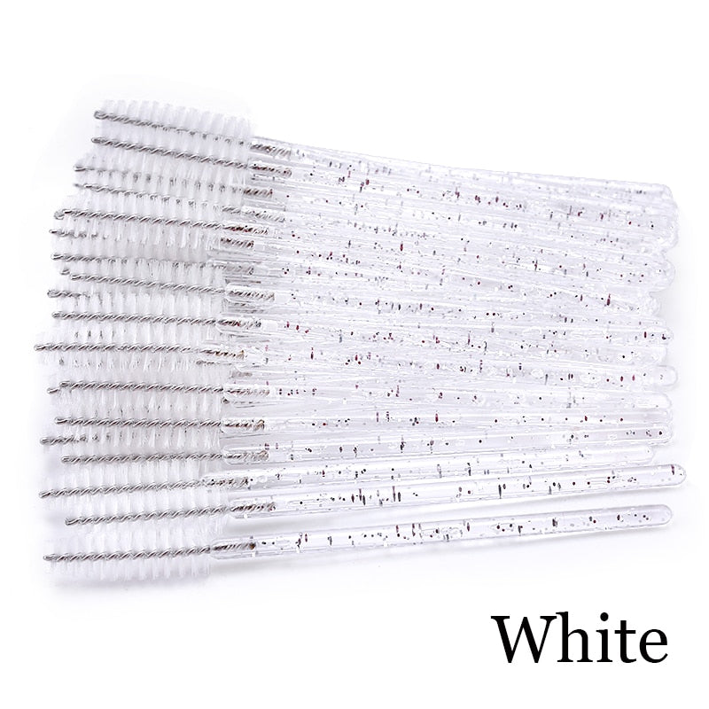 50Pcs Makeup brushes Disposable Crystal Eyebrow brush Diamond Handle Mascara Wand Applicator Eye Lashes Eyelash Extension Tool