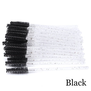 50Pcs Makeup brushes Disposable Crystal Eyebrow brush Diamond Handle Mascara Wand Applicator Eye Lashes Eyelash Extension Tool