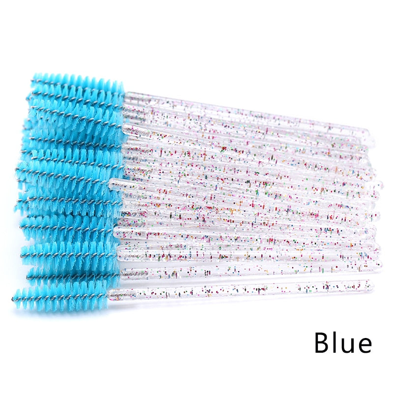 50Pcs Makeup brushes Disposable Crystal Eyebrow brush Diamond Handle Mascara Wand Applicator Eye Lashes Eyelash Extension Tool