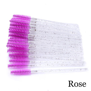 50Pcs Makeup brushes Disposable Crystal Eyebrow brush Diamond Handle Mascara Wand Applicator Eye Lashes Eyelash Extension Tool