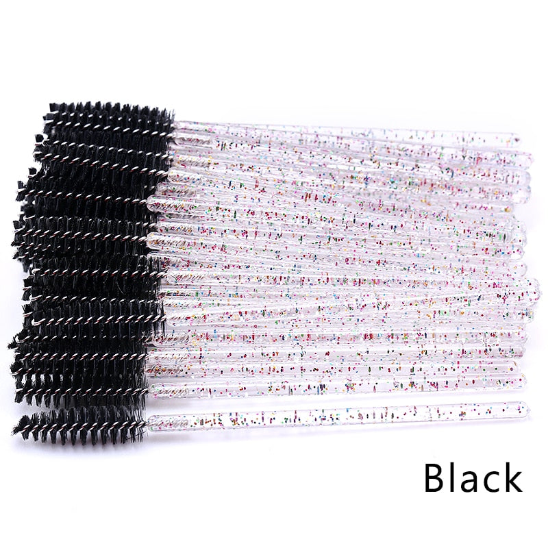 50Pcs Makeup brushes Disposable Crystal Eyebrow brush Diamond Handle Mascara Wand Applicator Eye Lashes Eyelash Extension Tool