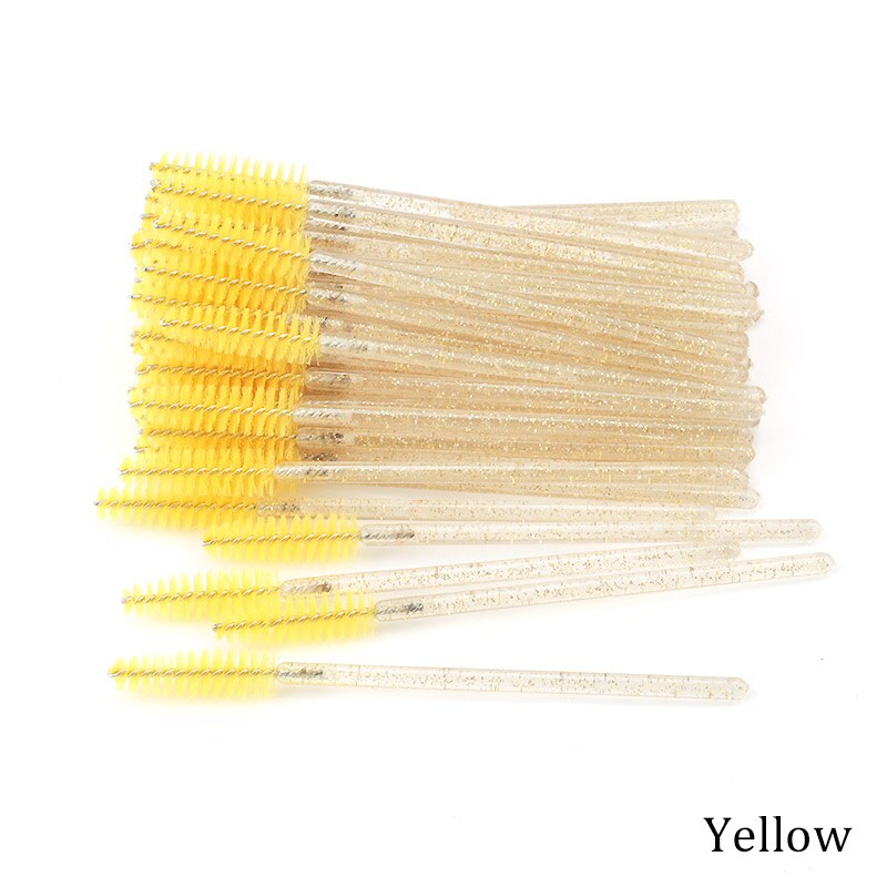 50Pcs Makeup brushes Disposable Crystal Eyebrow brush Diamond Handle Mascara Wand Applicator Eye Lashes Eyelash Extension Tool