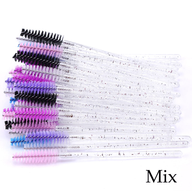 50Pcs Makeup brushes Disposable Crystal Eyebrow brush Diamond Handle Mascara Wand Applicator Eye Lashes Eyelash Extension Tool