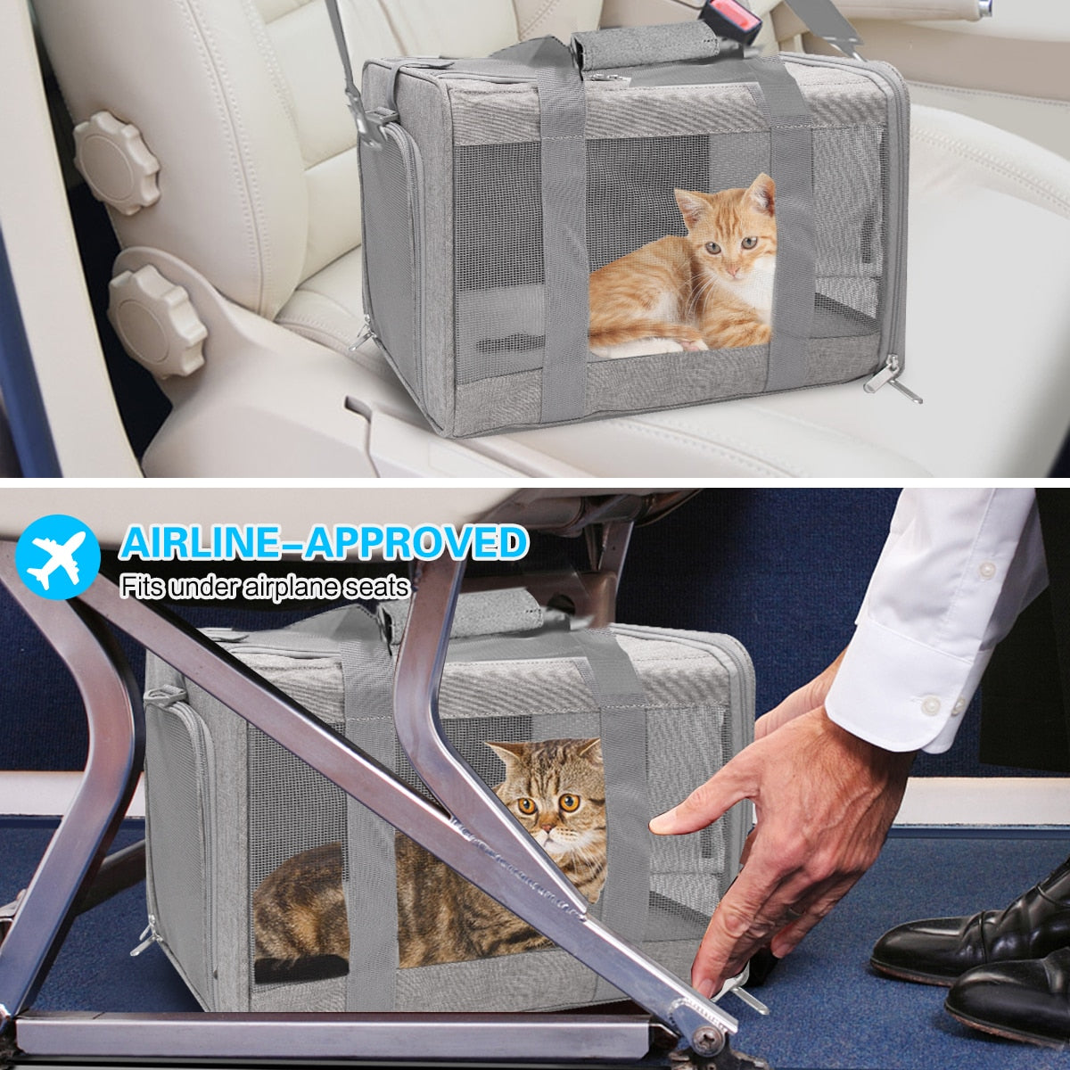 Cat Backpack Carrier Portable Transport Bag Soft Sided Airline Approved Pet Travel Carrier For Cats Reflective Tapes Handbag