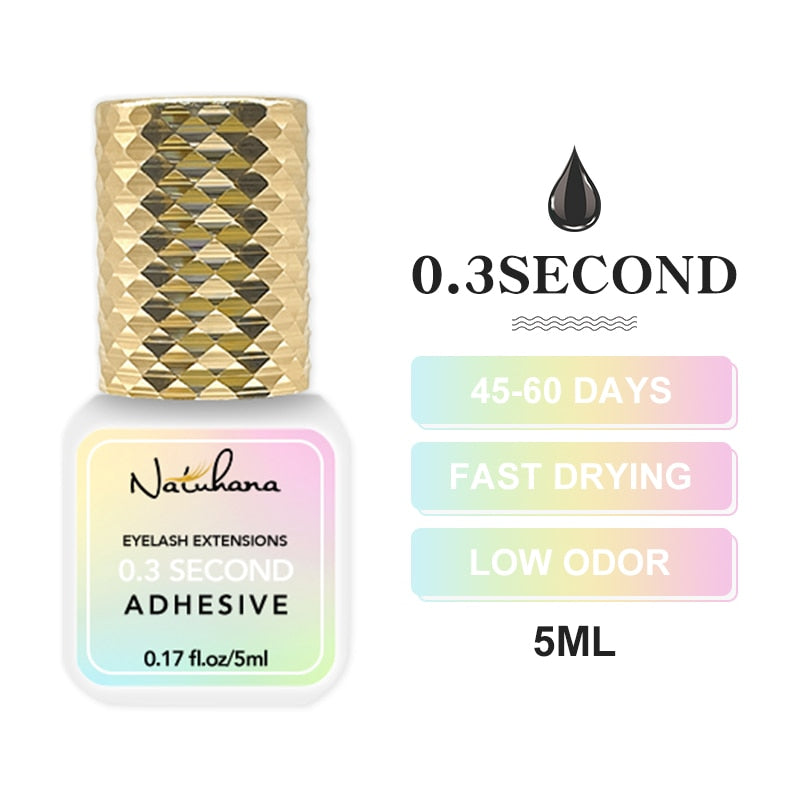 NATUHANA 5ml 1 Second Fast Drying Strong False Eye Lash Extension Glue Adhesive Retention 5-7 Weeks Low Smell Mink Eyelash Glue