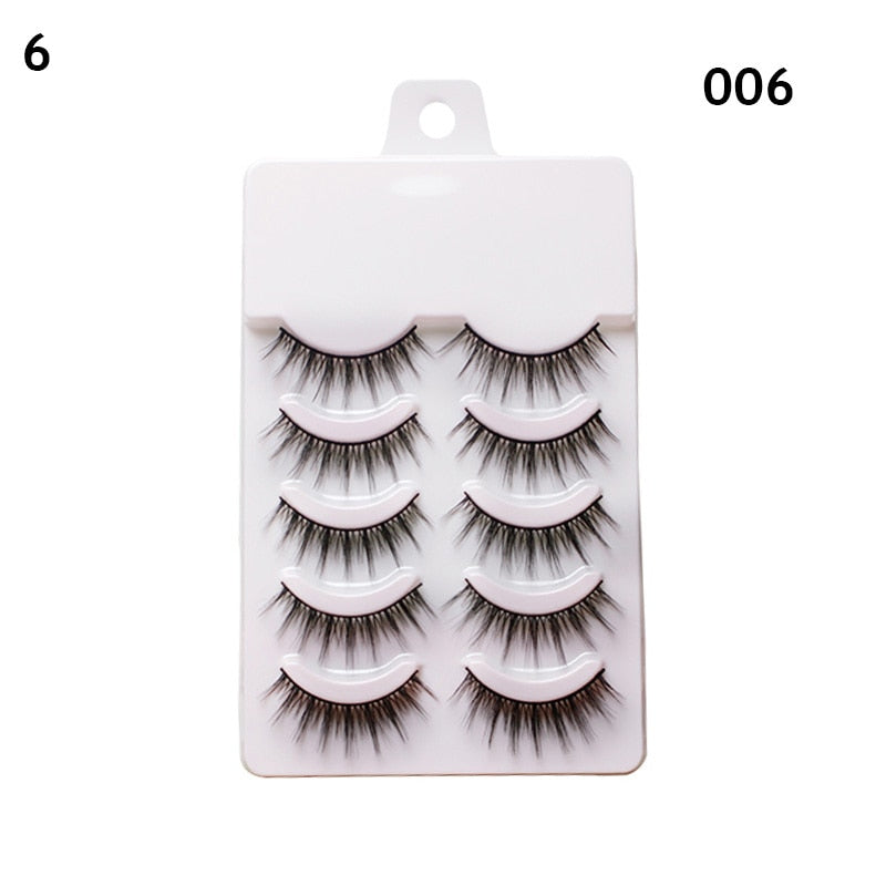 Eye makeup accessories 5 pairs set Cos cross false eyelashes Lash Extension 3D bunch Japanese Fairy Little Devil Cosplay 5 Pairs