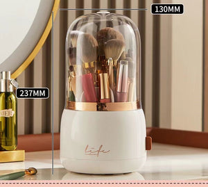 360° Rotating Makeup Brushes Holder Portable Desktop Makeup Organizer Cosmetic Storage Box Make Up Tools Jewelry Container