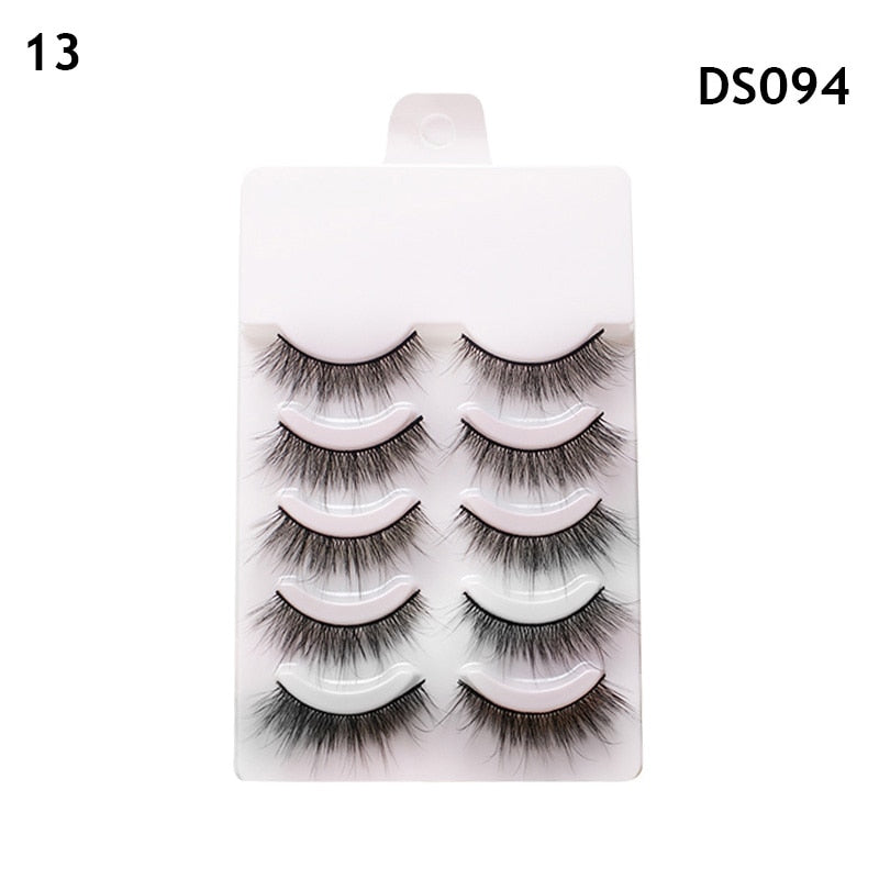 Eye makeup accessories 5 pairs set Cos cross false eyelashes Lash Extension 3D bunch Japanese Fairy Little Devil Cosplay 5 Pairs