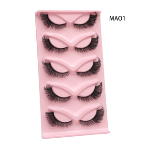 New Cat-Eye 3D Mink Eyelashes Curled Winged Natural Realistic Messy End Eye Elongated Thick False Eyelashes Soft Fake Eyelashes