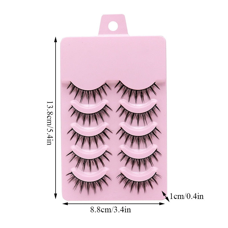 Eye makeup accessories 5 pairs set Cos cross false eyelashes Lash Extension 3D bunch Japanese Fairy Little Devil Cosplay 5 Pairs