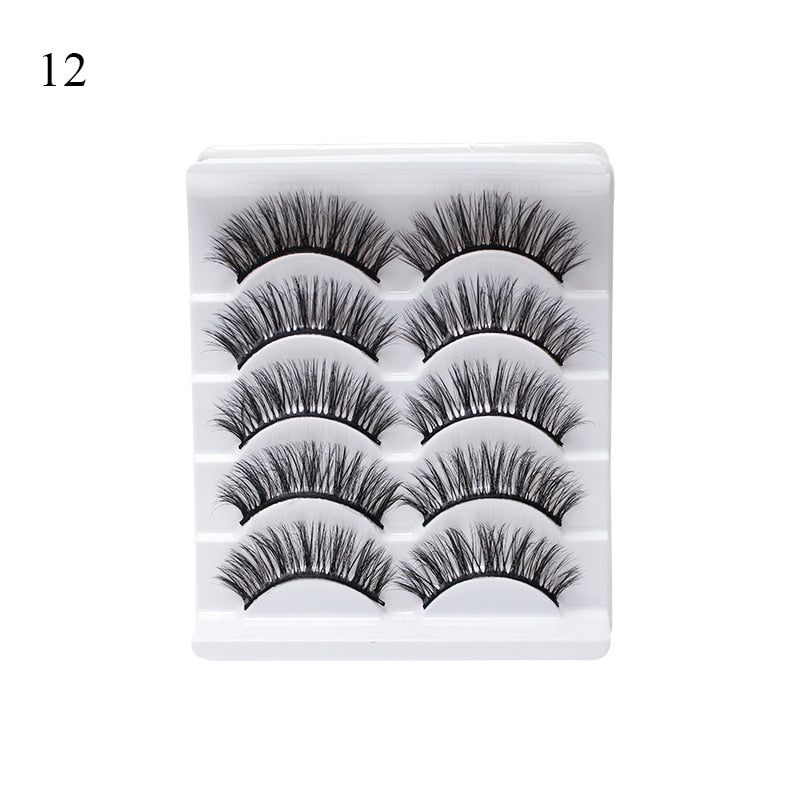 Eye makeup accessories 5 pairs set Cos cross false eyelashes Lash Extension 3D bunch Japanese Fairy Little Devil Cosplay 5 Pairs