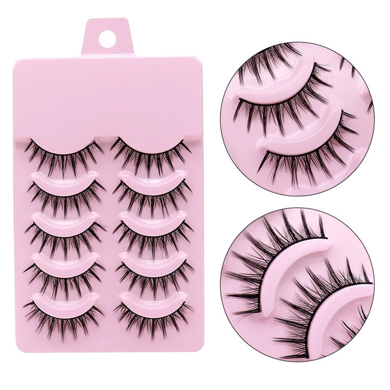 Eye makeup accessories 5 pairs set Cos cross false eyelashes Lash Extension 3D bunch Japanese Fairy Little Devil Cosplay 5 Pairs