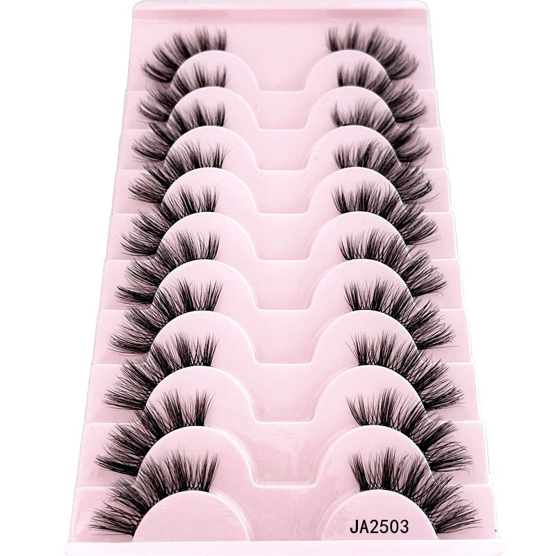 New 10pairs Mink Eyelashes Clear Band Eye Lashes Crisscross Transparent Band False Eyelashes Handmade Dramatic Lashes Upper Lash