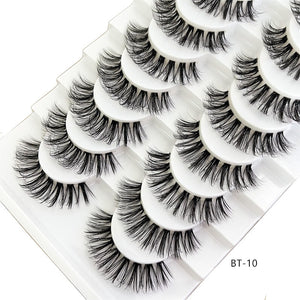 New 10pairs Mink Eyelashes Clear Band Eye Lashes Crisscross Transparent Band False Eyelashes Handmade Dramatic Lashes Upper Lash