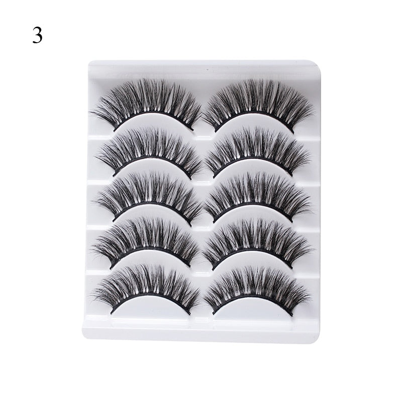 Eye makeup accessories 5 pairs set Cos cross false eyelashes Lash Extension 3D bunch Japanese Fairy Little Devil Cosplay 5 Pairs