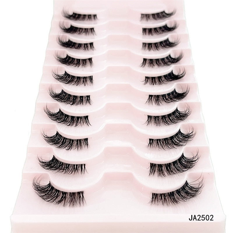 New 10pairs Mink Eyelashes Clear Band Eye Lashes Crisscross Transparent Band False Eyelashes Handmade Dramatic Lashes Upper Lash