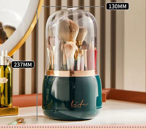 360° Rotating Makeup Brushes Holder Portable Desktop Makeup Organizer Cosmetic Storage Box Make Up Tools Jewelry Container