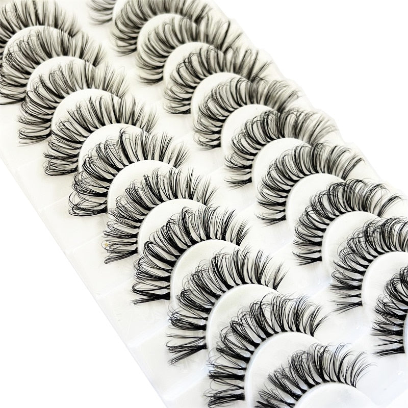 New 10pairs Mink Eyelashes Clear Band Eye Lashes Crisscross Transparent Band False Eyelashes Handmade Dramatic Lashes Upper Lash