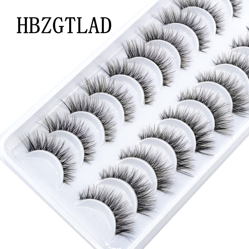 New 10pairs Mink Eyelashes Clear Band Eye Lashes Crisscross Transparent Band False Eyelashes Handmade Dramatic Lashes Upper Lash