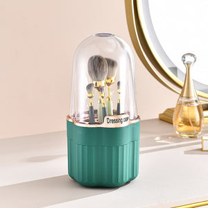 360° Rotating Makeup Brushes Holder Portable Desktop Makeup Organizer Cosmetic Storage Box Make Up Tools Jewelry Container