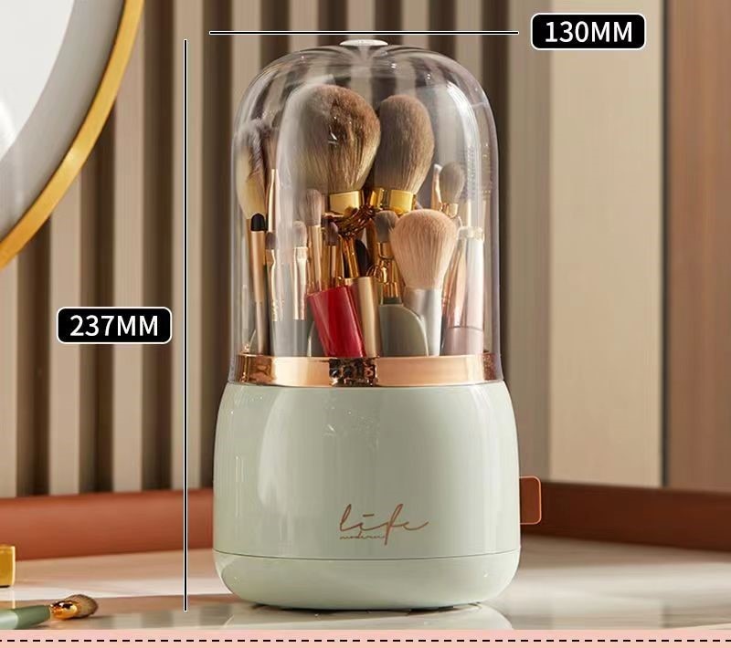 360° Rotating Makeup Brushes Holder Portable Desktop Makeup Organizer Cosmetic Storage Box Make Up Tools Jewelry Container