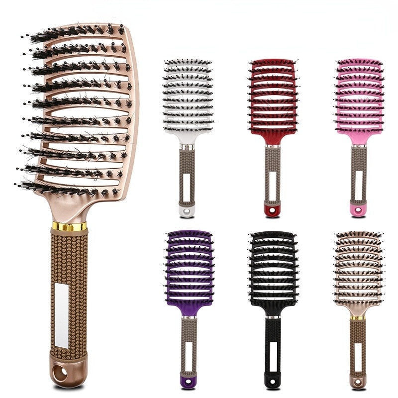 Hair Brush Scalp Massage Comb Hairbrush Bristle&amp;Nylon Women Wet Curly Detangle Hair Brush for Salon Hairdressing Styling Tools