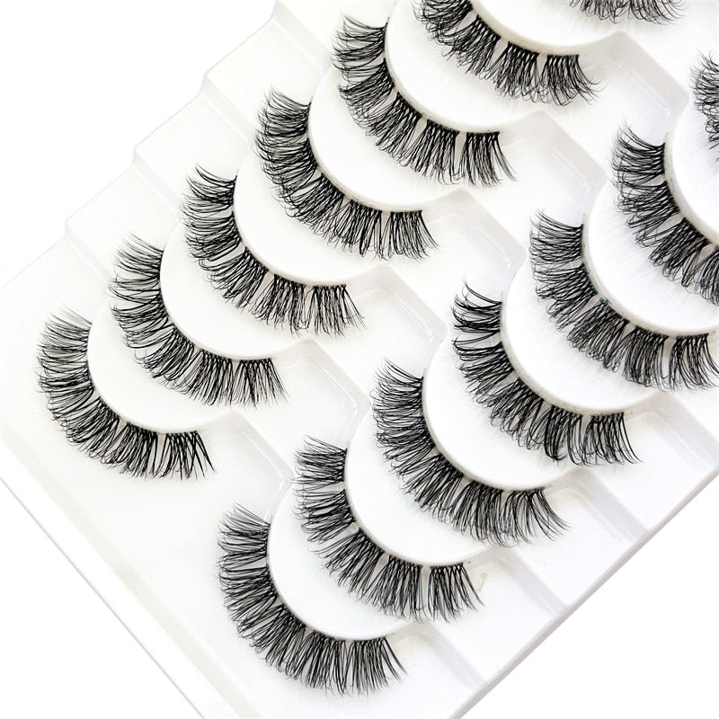 New 10pairs Mink Eyelashes Clear Band Eye Lashes Crisscross Transparent Band False Eyelashes Handmade Dramatic Lashes Upper Lash