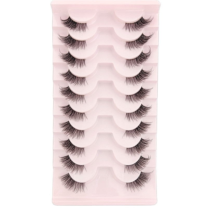 New 10pairs Mink Eyelashes Clear Band Eye Lashes Crisscross Transparent Band False Eyelashes Handmade Dramatic Lashes Upper Lash