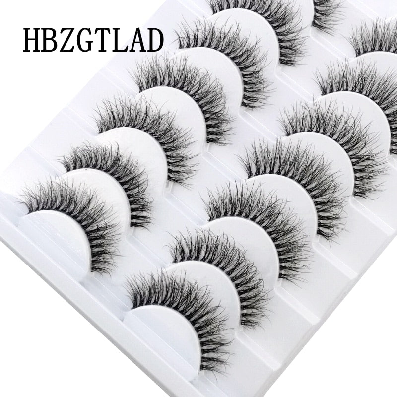 New 10pairs Mink Eyelashes Clear Band Eye Lashes Crisscross Transparent Band False Eyelashes Handmade Dramatic Lashes Upper Lash