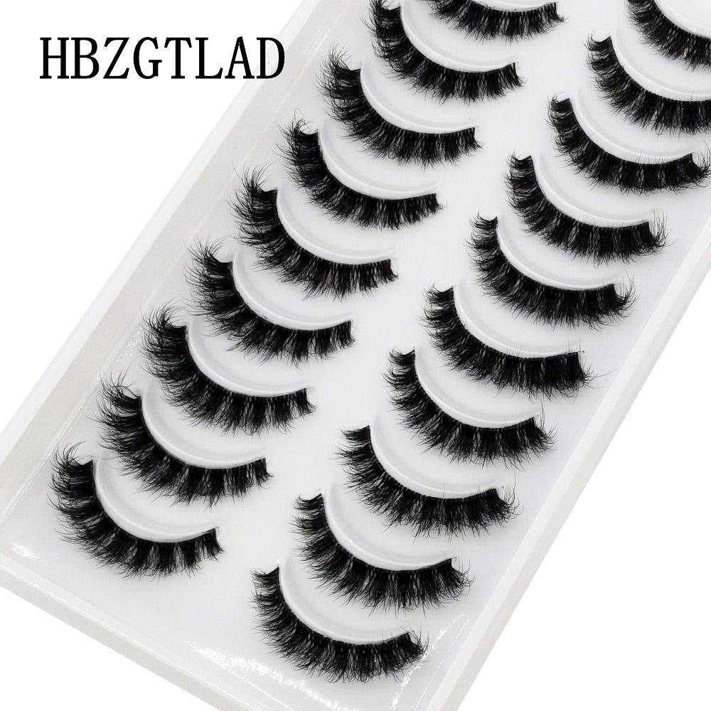 New 10pairs Mink Eyelashes Clear Band Eye Lashes Crisscross Transparent Band False Eyelashes Handmade Dramatic Lashes Upper Lash