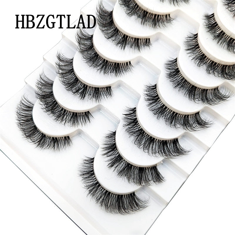 New 10pairs Mink Eyelashes Clear Band Eye Lashes Crisscross Transparent Band False Eyelashes Handmade Dramatic Lashes Upper Lash