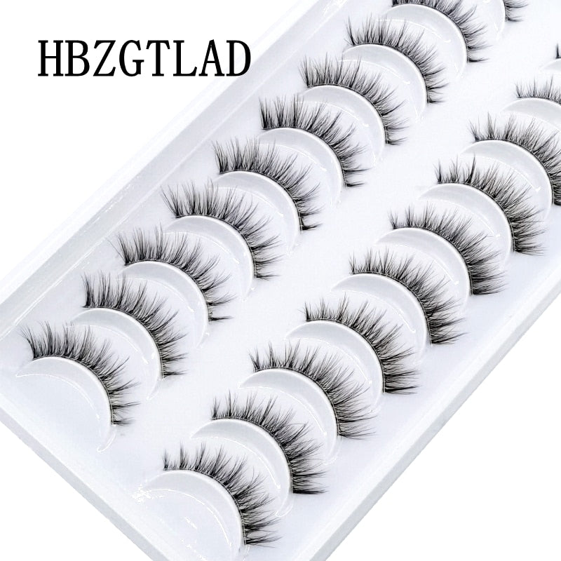 New 10pairs Mink Eyelashes Clear Band Eye Lashes Crisscross Transparent Band False Eyelashes Handmade Dramatic Lashes Upper Lash