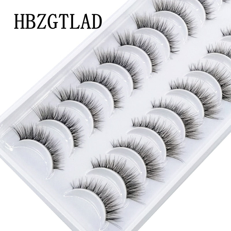 New 10pairs Mink Eyelashes Clear Band Eye Lashes Crisscross Transparent Band False Eyelashes Handmade Dramatic Lashes Upper Lash