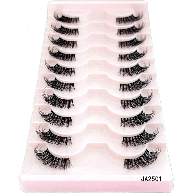 New 10pairs Mink Eyelashes Clear Band Eye Lashes Crisscross Transparent Band False Eyelashes Handmade Dramatic Lashes Upper Lash