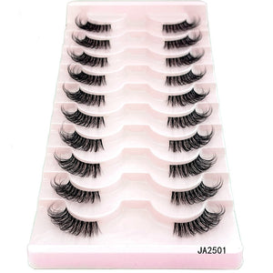 New 10pairs Mink Eyelashes Clear Band Eye Lashes Crisscross Transparent Band False Eyelashes Handmade Dramatic Lashes Upper Lash