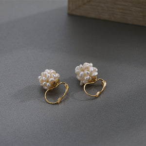 Korea nyu minimalist earrings natural pearl 14k ear buckle ladies all-match temperament personality chic wind trinkets female