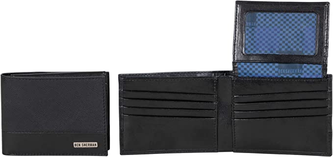 Ben Sherman Men's Manchester Slim Bifold Full-Grain Leather RFID Minimalist Gift Box Wallet