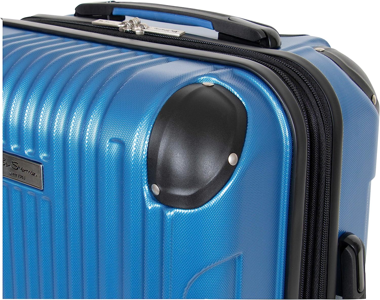 Ben Sherman Heathrow Haul 28” Lightweight Hardside Expandable 8-Wheel Spinner Checked Suitcase, Vivid Blue, inch