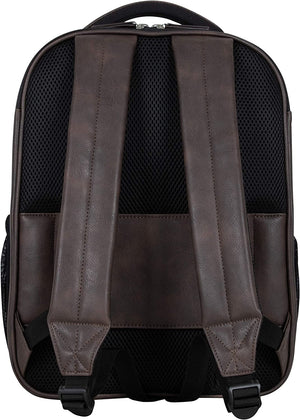 Kenneth Cole On Track Pack Vegan Leather 15.6” Laptop & Tablet Bookbag Anti-Theft RFID Backpack for School, Work, & Travel, Brown, Laptop