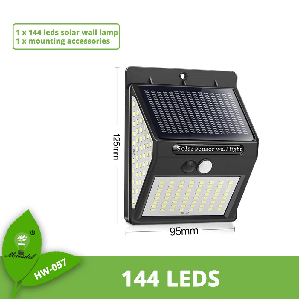 Waterproof 144 LED Solar Light Outdoor Solar Lamp PIR Motion Sensor Solar Powered Sunlight Street Lights for Garden Decoration