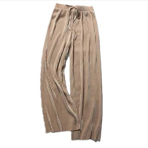 2022 Women&#39;s Pleated Loose Ice Silk Korean Casual Cropped Pants Wide Leg Trouse Home Classic Sports Wear Girls Clothes Black Top