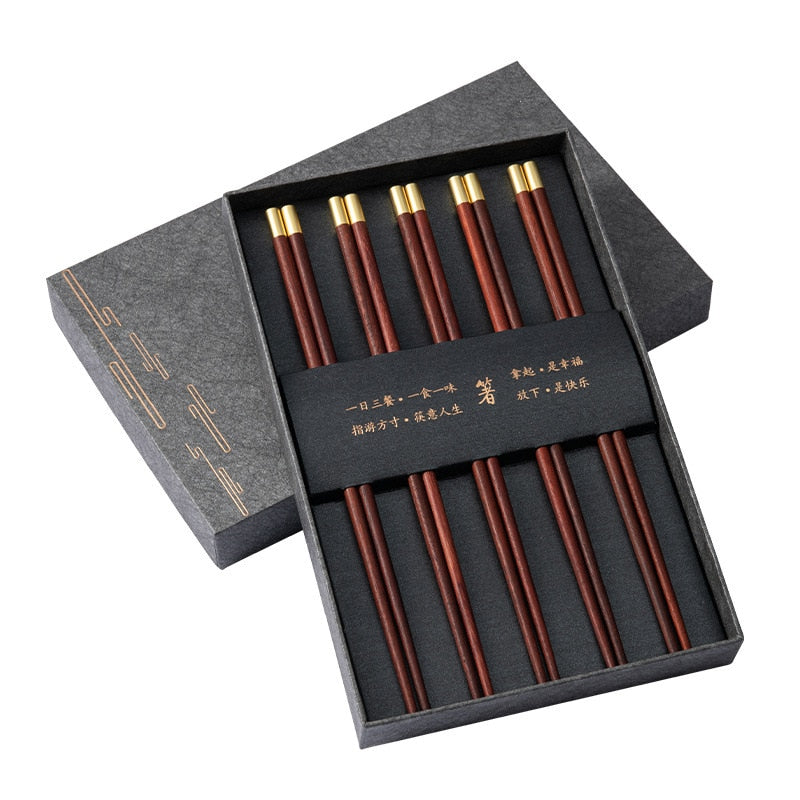 High Quality Premium Wooden Gift Box Packaging Household Cylindrical Wooden Chopsticks Tableware