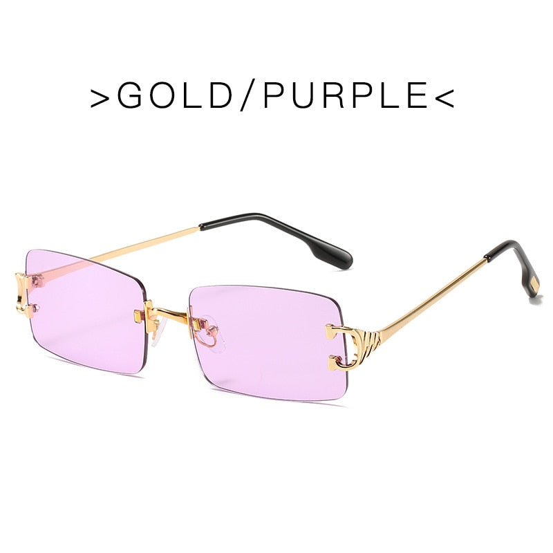 Retro Rimless Sunglasses Women Men Retro Brand Designer Sunglasses Sunglasses Women Men Rectangular Glasses UV400 Oculos De Sol