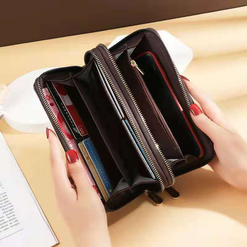 Women's wallet fashion Ladies mobile phone bag long printing new clutch bag star Double zipper hand strap bag Multiple color 697