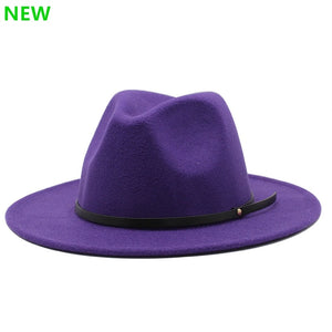 54-56-60CM Women Men Wool Vintage Gangster Trilby Felt Fedora Hat With Wide Brim Gentleman Elegant Lady Winter Autumn Jazz Caps